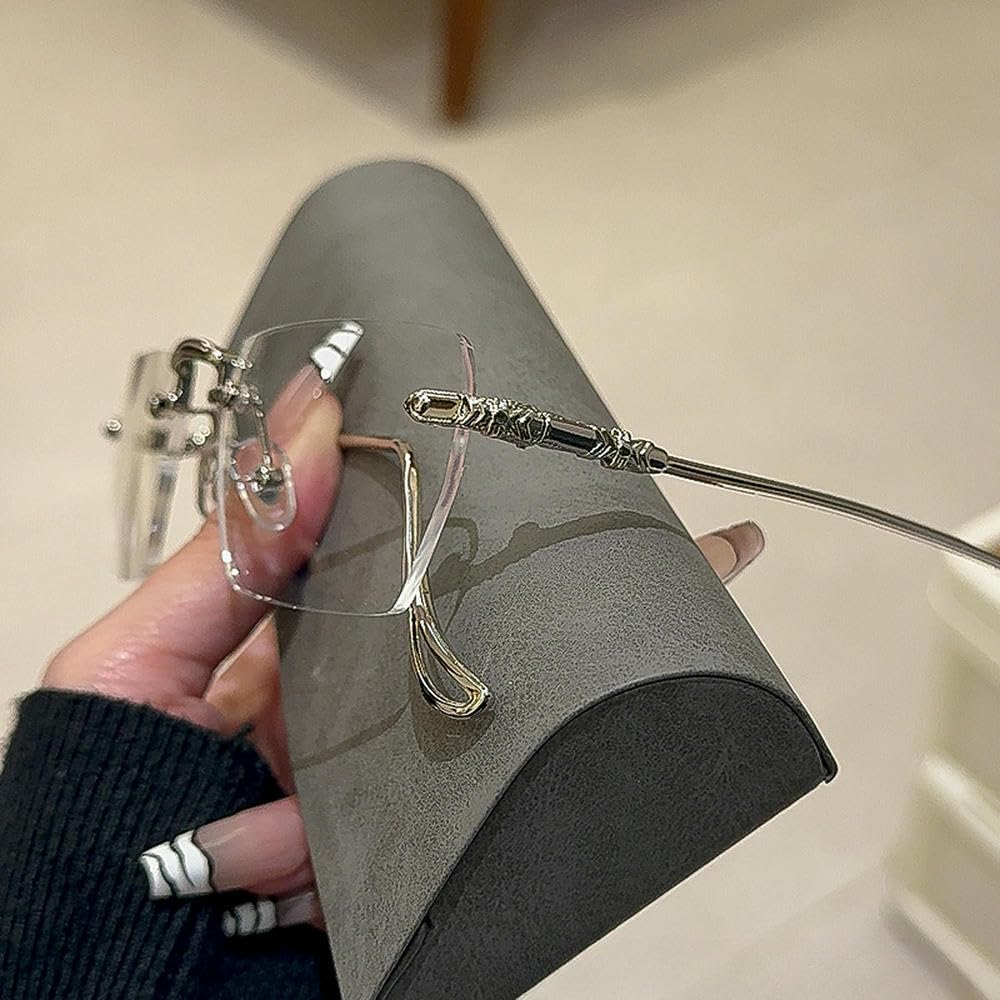 ZBDZSW Okulary przeciw niebieskiemu światłu Bezramkowe wielokątne przezroczyste okulary Wysokiej klasy metalowe retro, okulary optyczne blokujące niebieskie światło