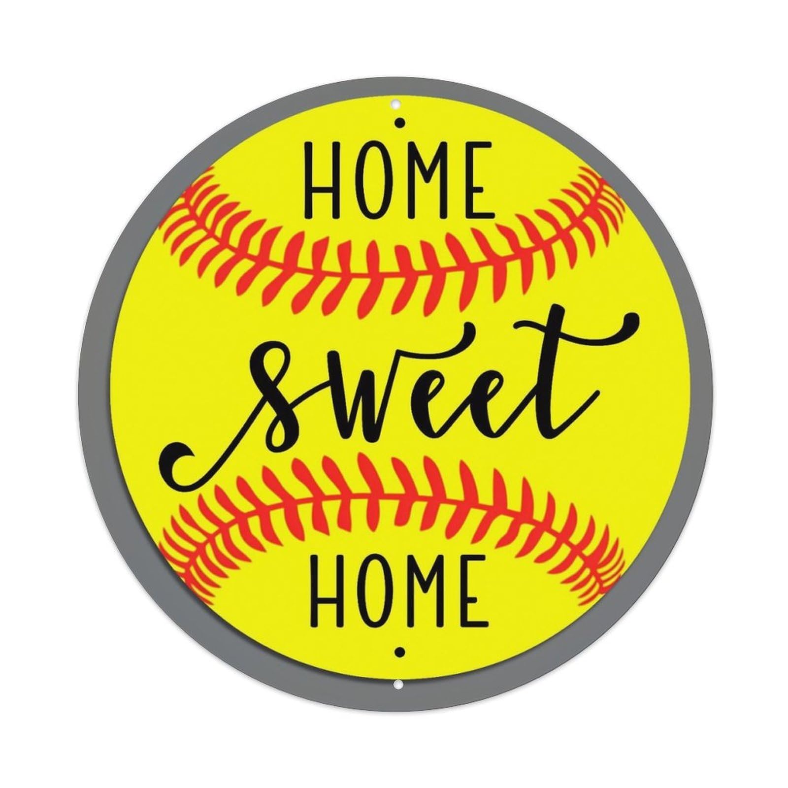 Home Sweet Home Softball Design Vintage Round Tin Sign Retro Metal Wall Decor Metal Poster, Home Bar Garage Cafe Wall Art Decoration 8x8Inches