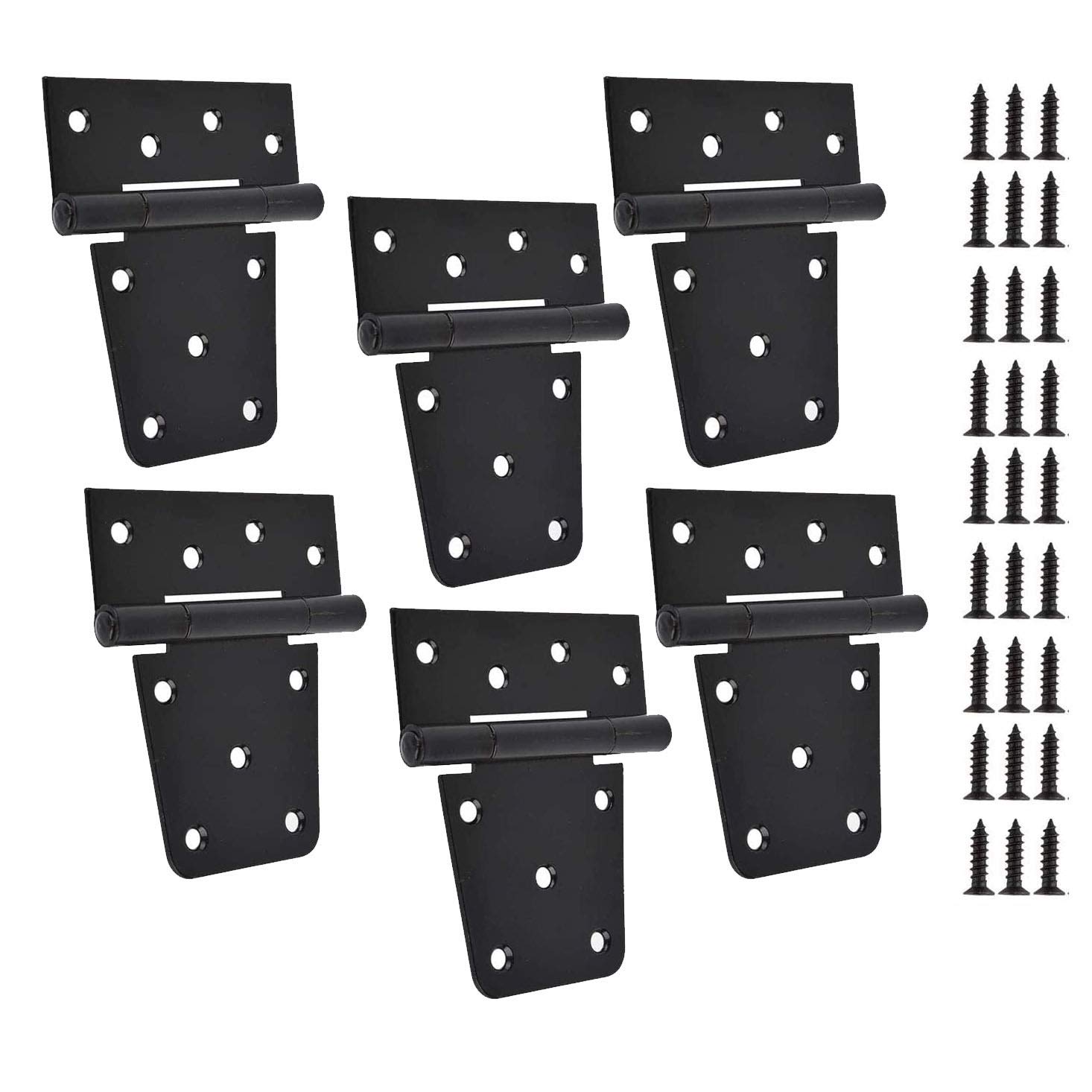 TamBee Black Gate Hinges Shed Hinges Heavy Duty Gate Hinges for Wooden Fences Barn Door Hinges for Wood Outdoor 3.5inch with Screws (Pack of 6)