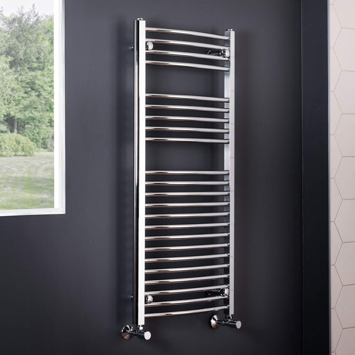 Nrg Curved Bathroom Heated Towel Rail Radiator Rad Warmer Central Heating Ladder 1100 X 500Mm Chrome