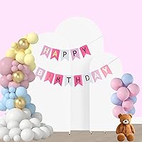 Vista 4 de Juego de 3 fundas para telón de fondo de arco de 4 pies, 5 pies y 6 pies de elastano blanco ajustadas, cubierta de arco de boda, cubierta de arco