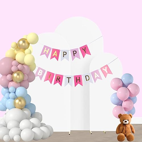 Miniatura 4 de Set of 3 Arch Backdrop Cover 4ft,5ft,6ft White Spandex Fitted Round Top Wedding Arch Cover 2-Sided Arch Stand Cover Backdrop Fabric for Wedding Baby