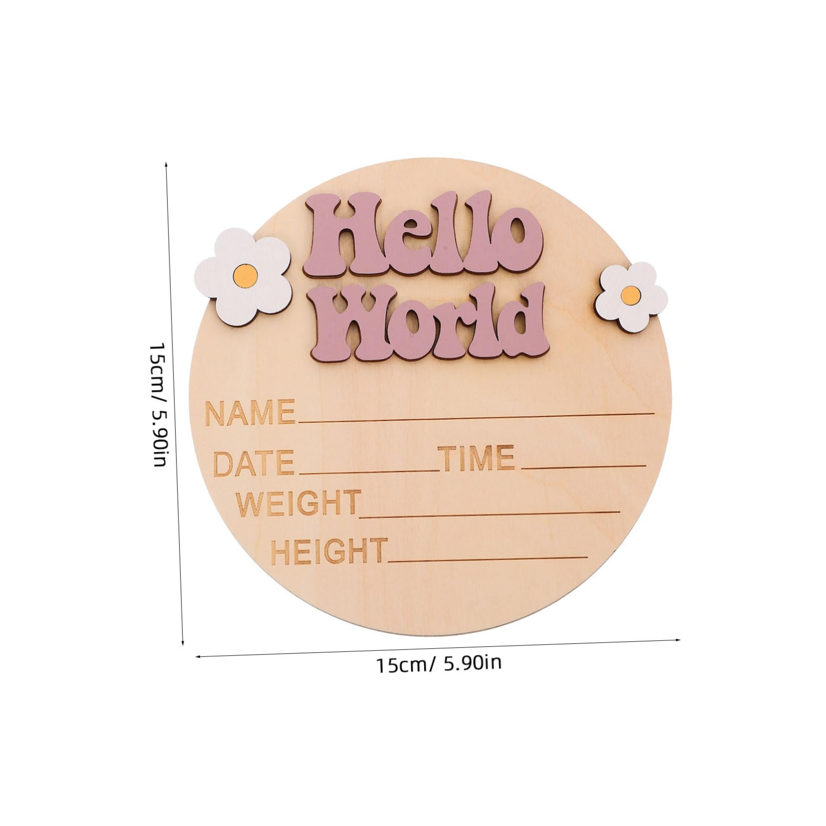 IWOWHERO Unique Baby Name Sign Round Birth Announcement Wooden Newborn Milestone Photo Prop for Baby Announcement