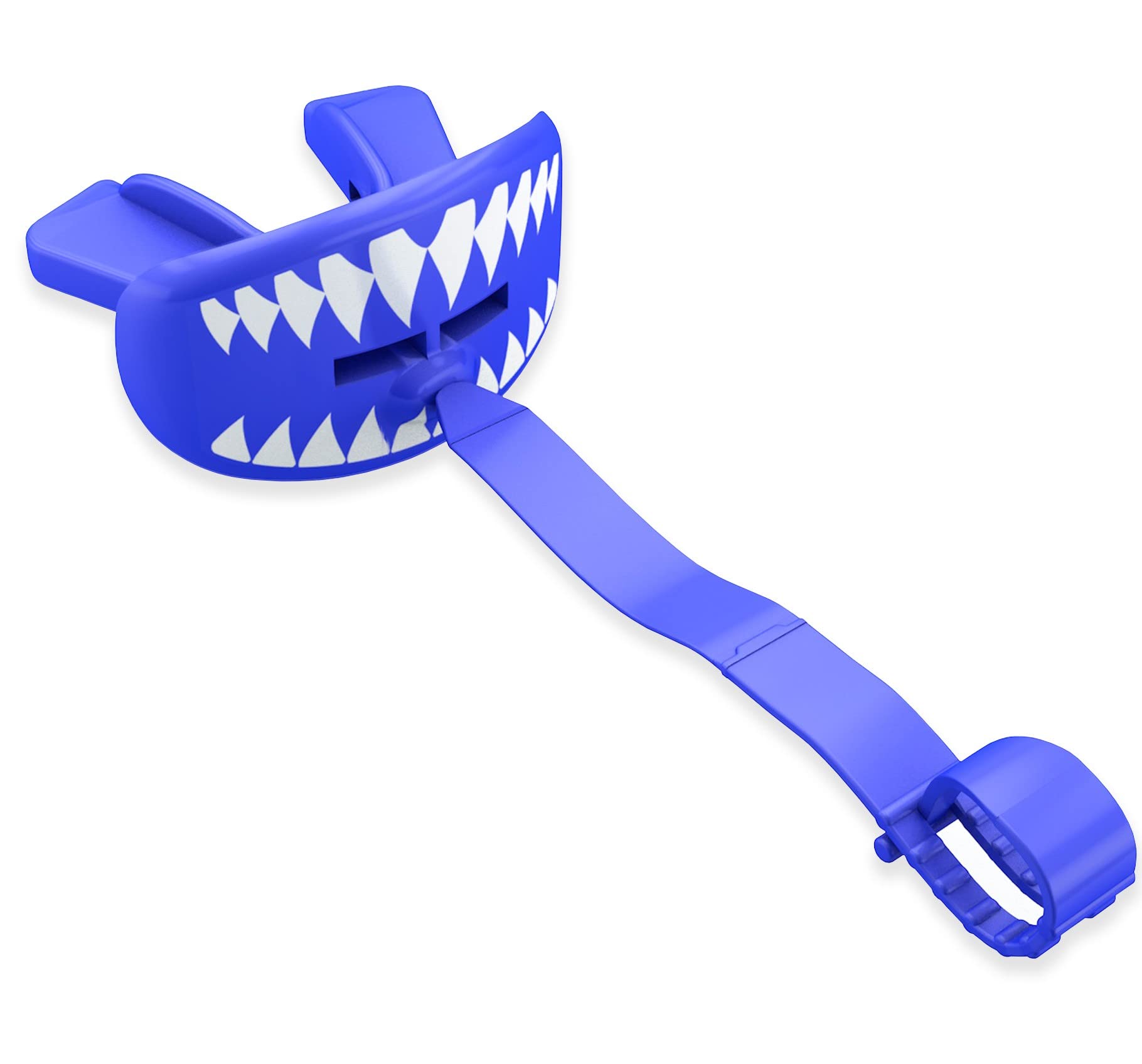 SafeJawz Sports Lip Guard, Football Mouth Guard with Connected Strap, Adults and Junior Breathable Pacifier Lip Protector, American Football, Lacrosse (Shark)