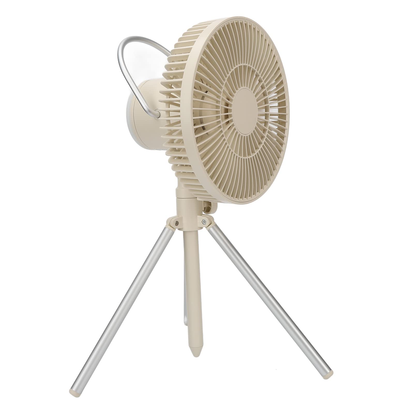Chrees Ventilador de Camping con Trípode Recargable de 10000 MAh, con Luz Nocturna y Banco de Energía para Acampar Al Aire Libre, Tienda de Campaña, Pesca, Barbacoa (Beige)
