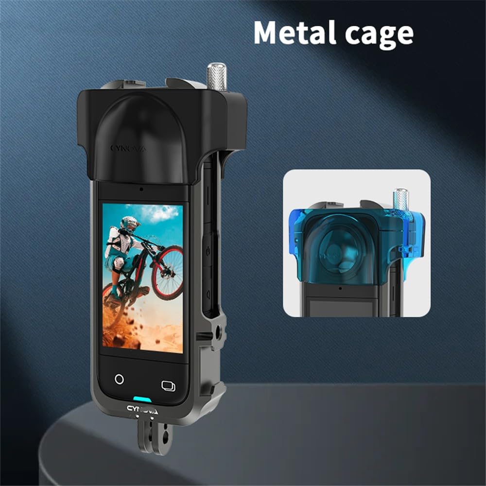 Generic Metal Cage for Insta360 X4 Aluminum Alloy Utility Frame Cage Protective Expansion Case Cold Shoe Bezel Mount with Lens Cap for Insta 360 X4 Action Camera Accessories, black