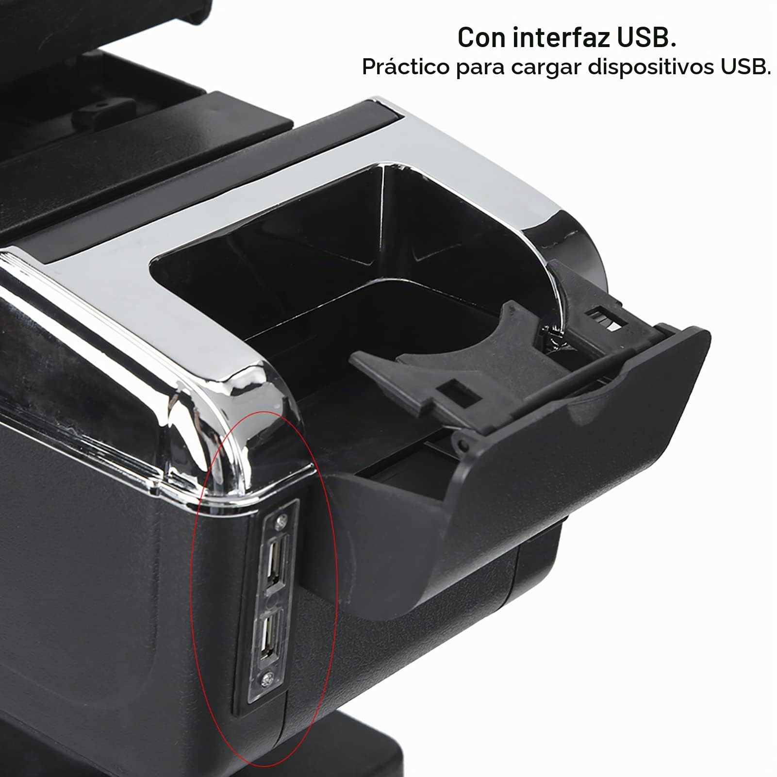Reposabrazos Central para Automóvil, Caja de Reposabrazos de Doble Capa para Consola Central, Reposabrazos de Consola Central Universal con Puertos USB, Caja de Almacenamiento