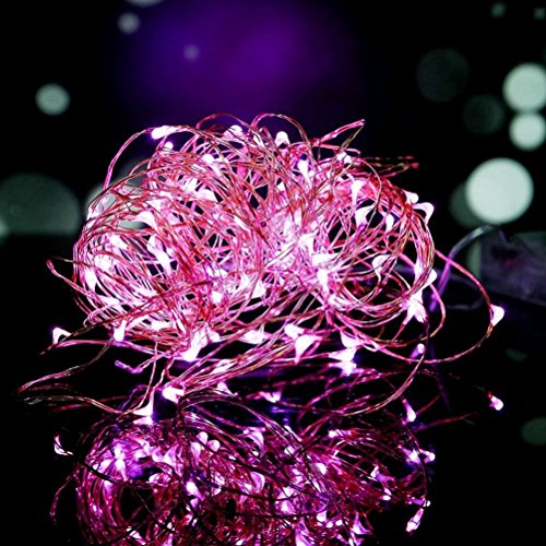 Preisvergleich Produktbild 100er LED Lichterkette Rosa Innen für Weihnachten Hochzeit Zimmer Beleuchtung