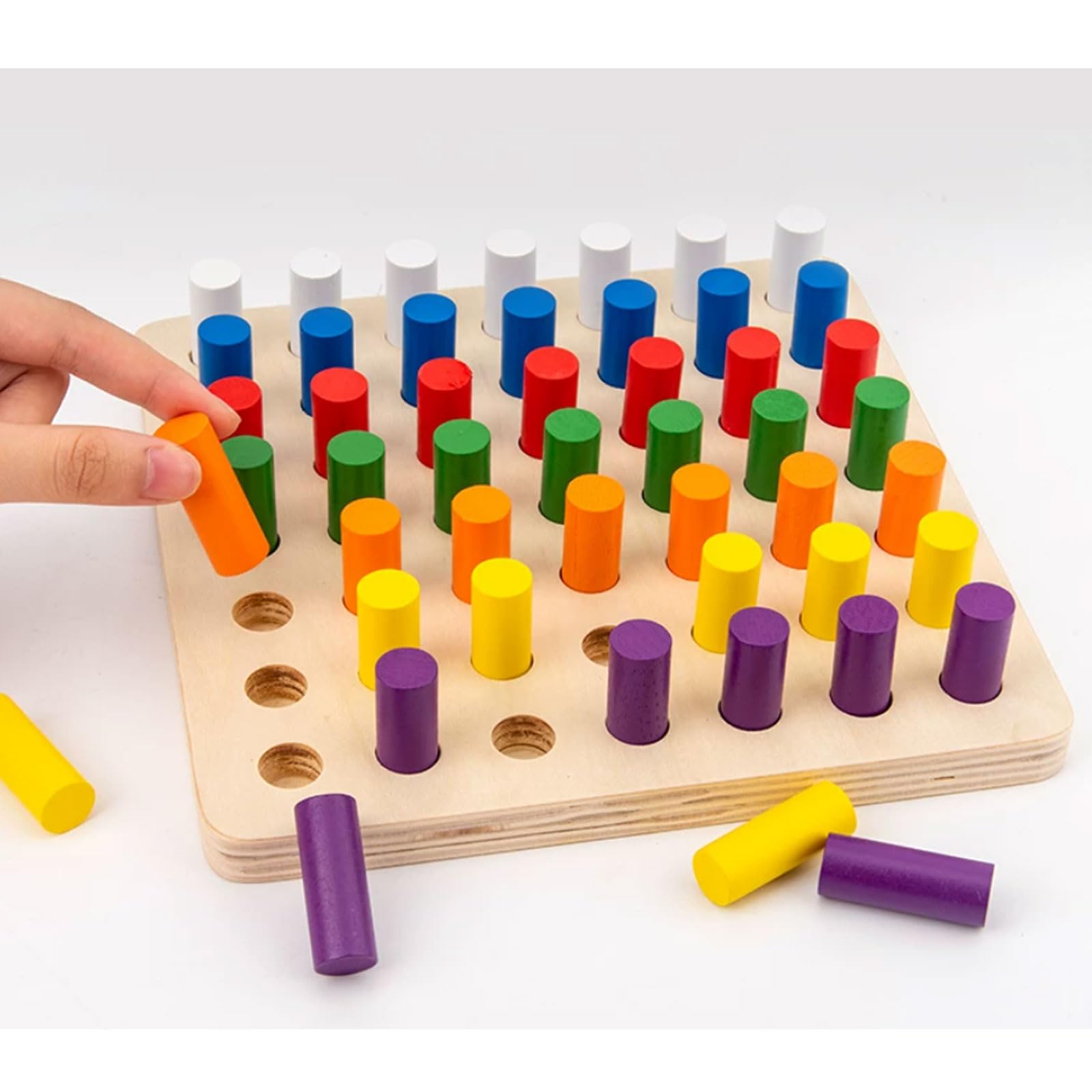 Giocattolo Montessori tavola perni Legno