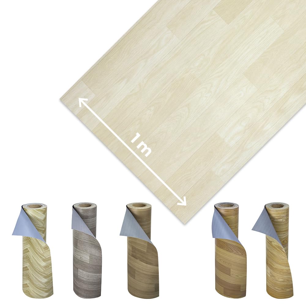 OLIVO.Shop Tappeto PVC Effetto Legno Rivestimento Pavimenti in PVC Vinile Pavimento al Metro Design Legno Impermeabile, Rotolo Facile da Tagliare 1 Metro (Natural, 1x3m)