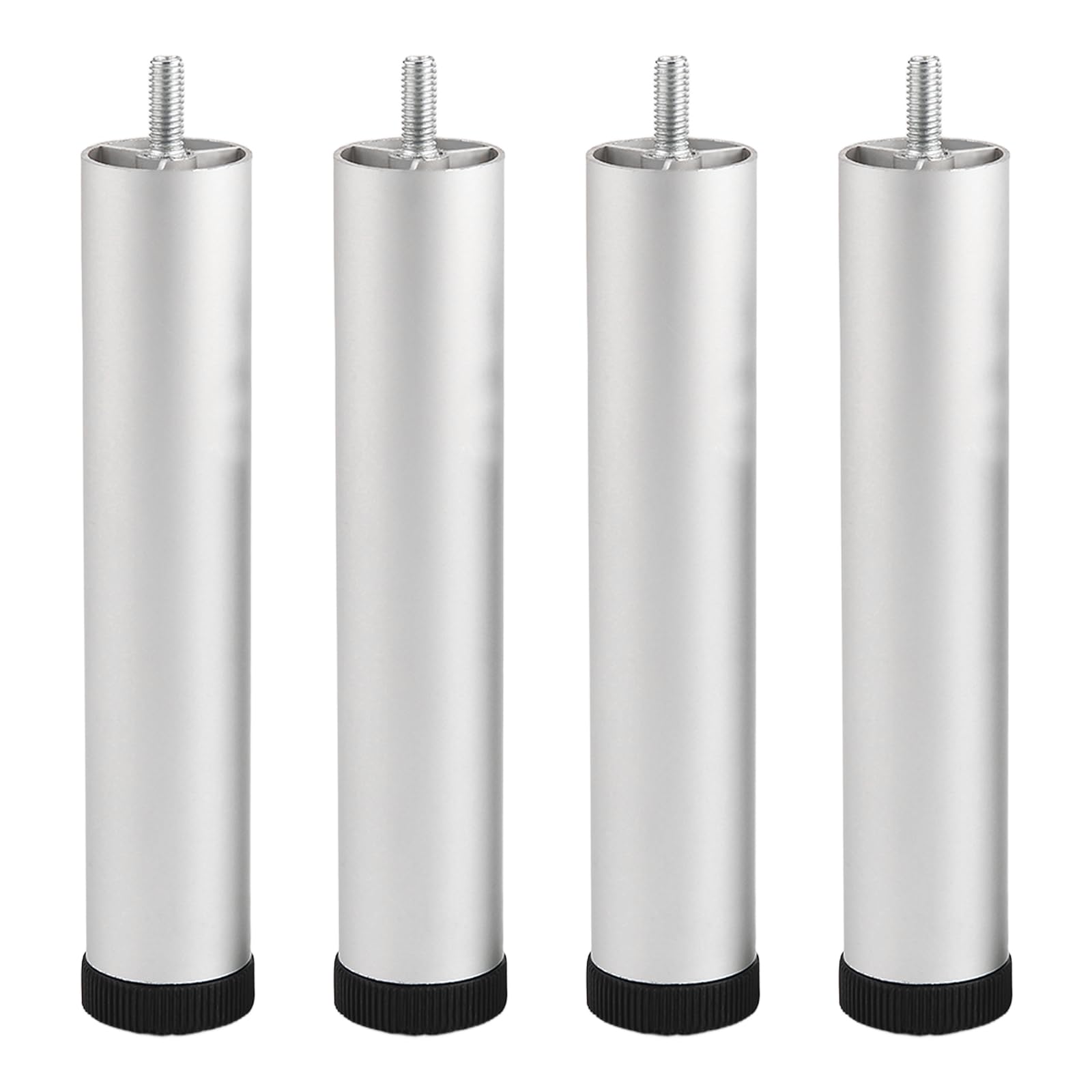 Möbelfüße Metall 30 cm, 4 Stück Silber Möbelbeine Verstellbar Stützbeine Aluminiumlegierung | Eloxierte Oberfläche Schrankfüße Höhe: 6-30cm Für Tischfüße Bett Füße Sofa M8 Gewinde 30cm/11.8"
