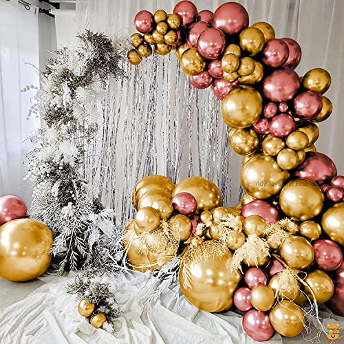 Image of Just Party 25Pcs Rose Gold & 25Pcs Golden Metallic Chrome Balloons with Shiny Surface For Birthdays /Anniversary /Engagement /Baby Shower /bachelorette Party Decorations (Pack of 50)