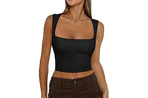 Womens Going Out Tank Crop Tops Summer Fashion Outfits Sleeveless Basic Square...