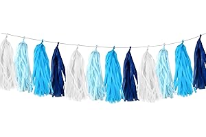 Blue Tissue Paper Tassels Party Decorations
