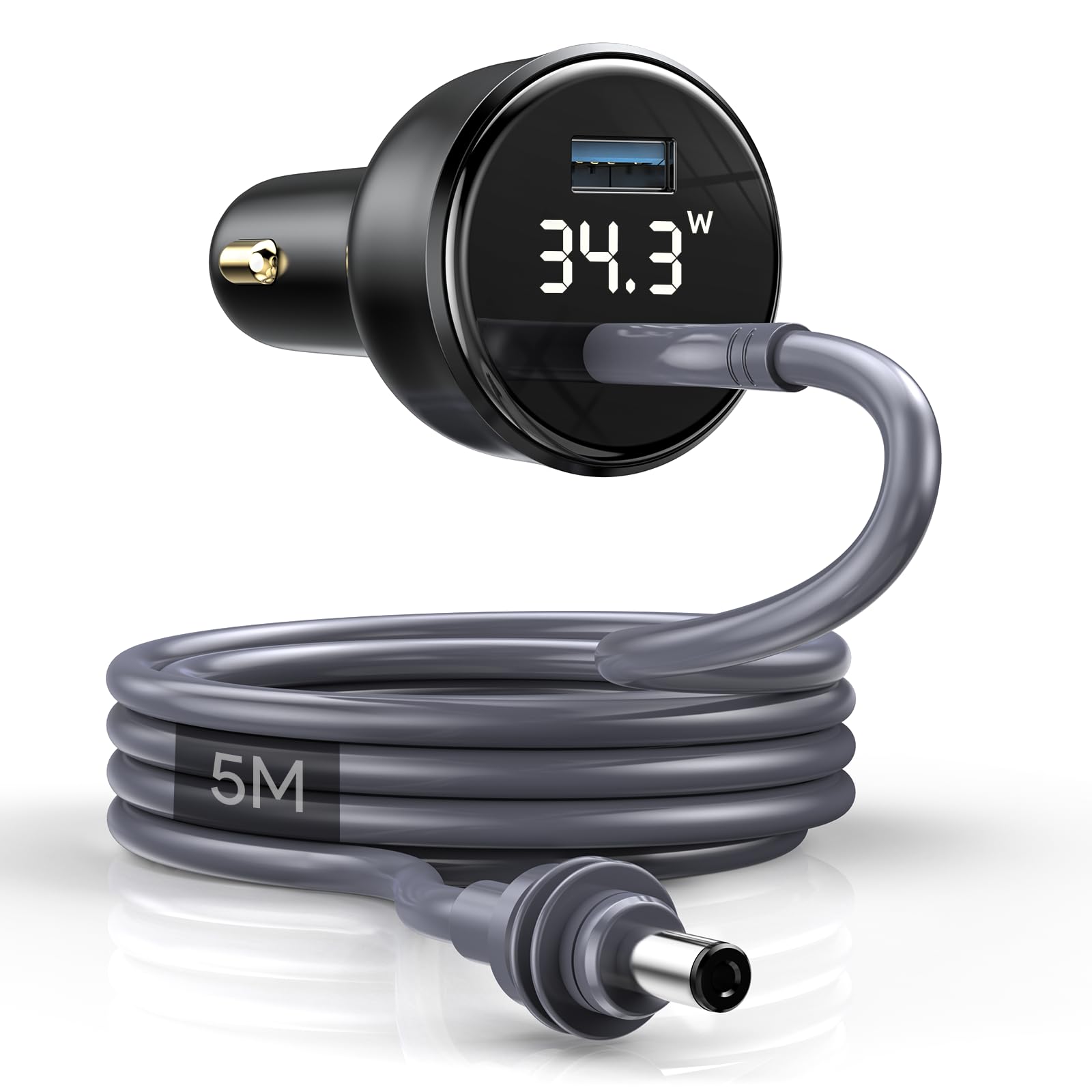 EDUP Starlink Mini Auto Adapter, DC Stromkabel + Starlink Zigarettenanzünder Adapter 12V-24V mit Digitalanzeige, wasserdichtes Auto Ladekabel mit USB Type-C Anschluss für Star Link Mini