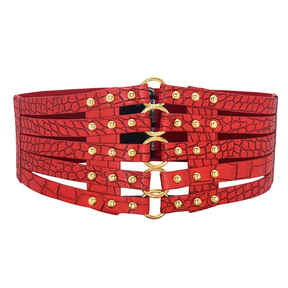 Fashion PU Leather Wide Waist Belt Hollow Out Rivets Stretch Cinch Waistband 61XbZYdy5VL._AC_UF894,  main image 3