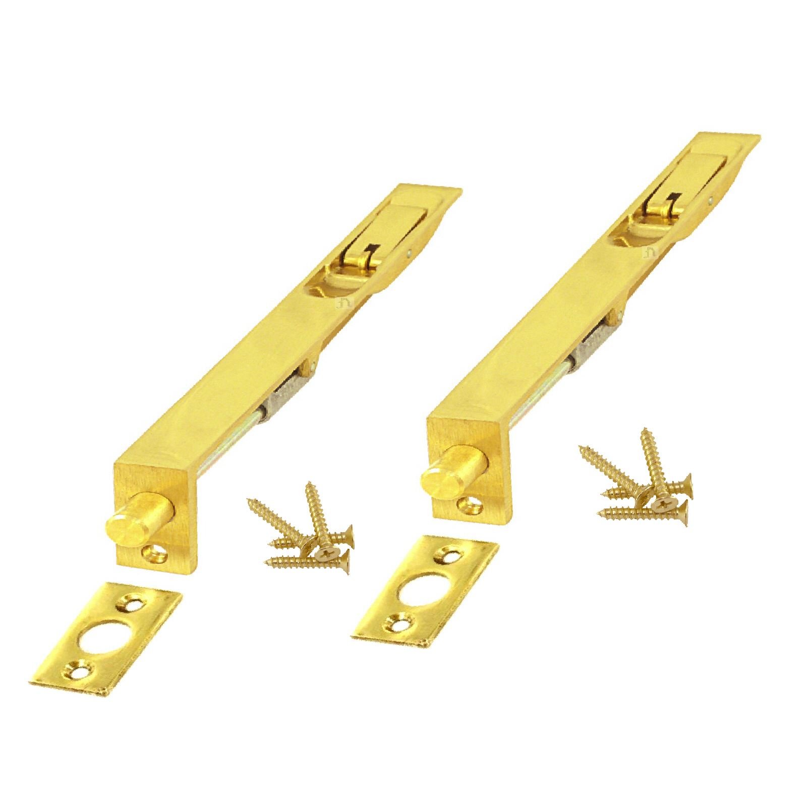 Smarthome Home.smart 2 X Flush Bolt Door Locks Polished Brass 150Mm Lever Slide For Double Doors