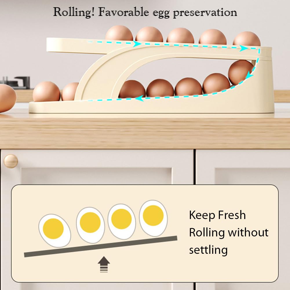 Coquetiers, Distributeur Automatique d'œufs à défilement à Deux Couches, conteneur for réfrigérateur à œufs, Support de Conservation des œufs, Gadgets de Cuisine