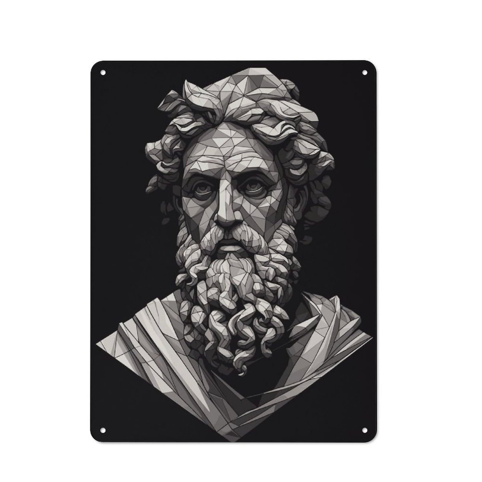 Rustic Metal Sign 40x30cm Featuring Pythagoras Portrait for Hallway Wall, for Collectors Decorating Hallways And Entrance Areas