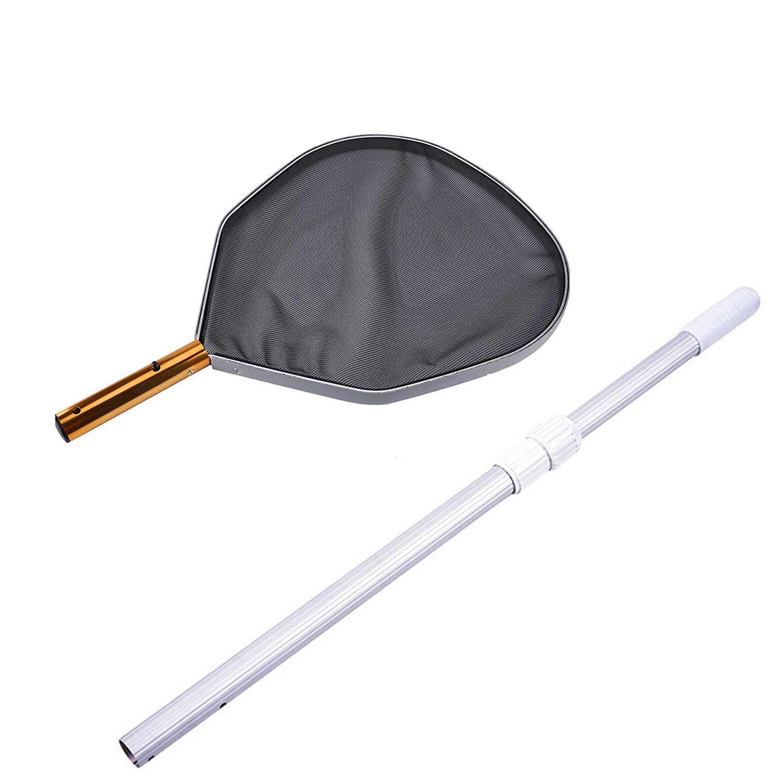 Attrezzi per la pulizia della piscina, rastrello per foglie con asta telescopica, struttura in metallo, rete per pulire lo skimmer per la piscina