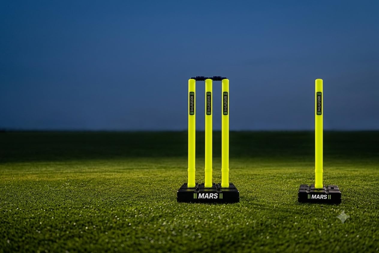 Mars Cricket Stumps PVC Wickets Set 4 Stumps 2 Bails 2 Stands | Day & Night Visibility, Lightweight & Portable, Full Size, Indoor & Outdoor Use, All Ages-image-43
