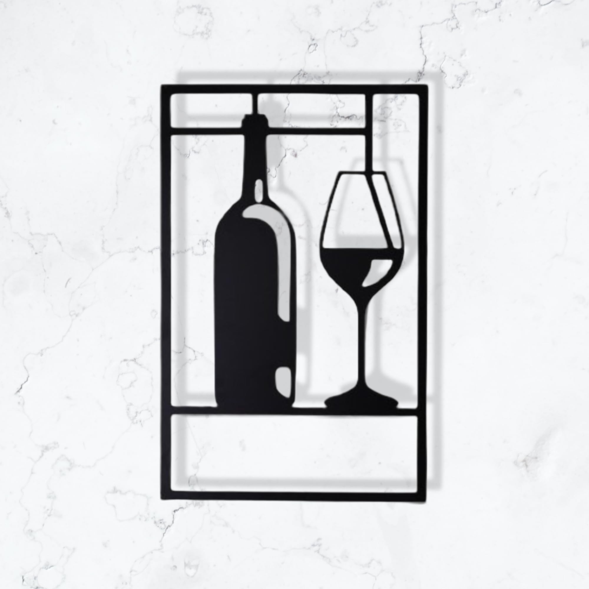 WEHUKOR Metal Wine bottle glass Wall Hanging Arts Home Decor, Durable, good ambience, Art For Bedroom, Living Room, Drawing room,Hotel,Office,Home Garden (19.7 inch x 12.6 inch, Black)-image-24
