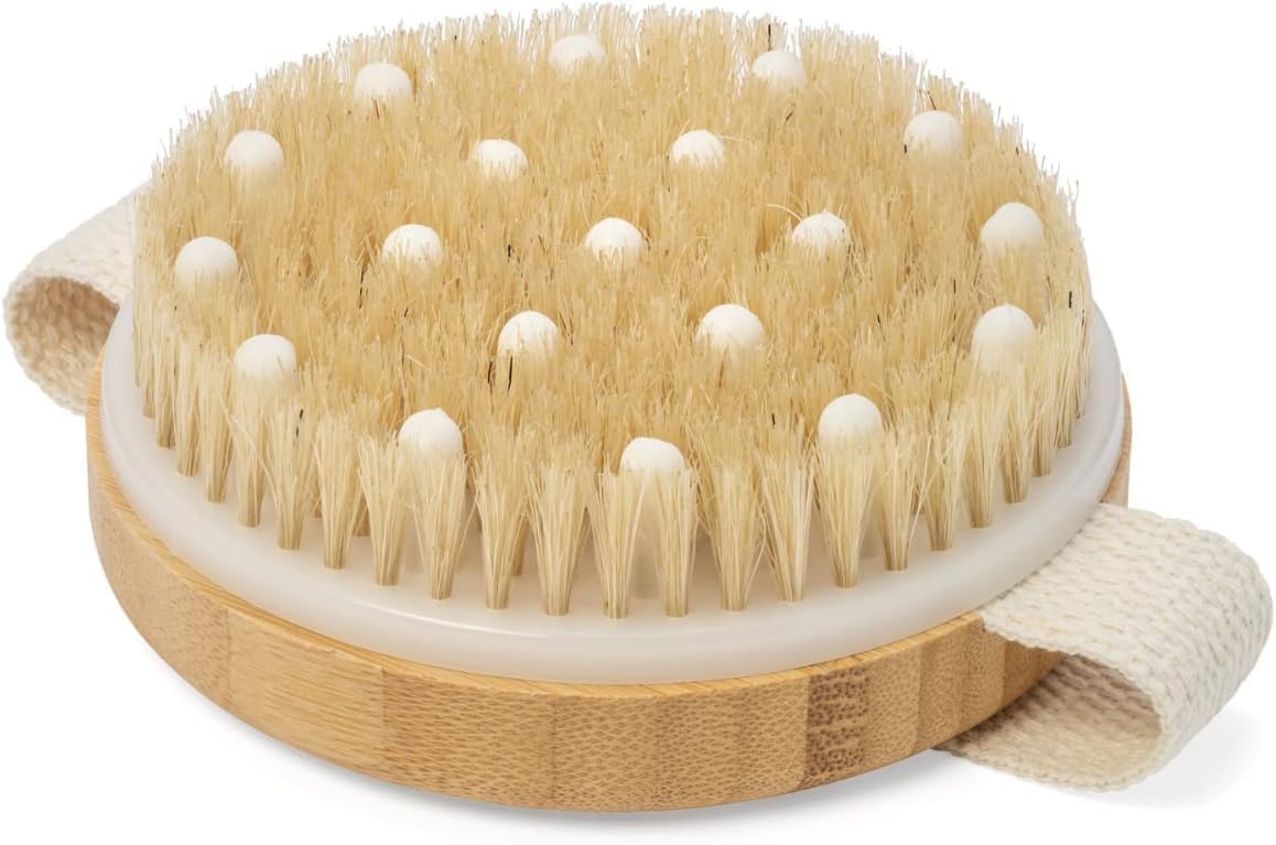 Natural Dry Body Brush for Skin Exfoliation & Bathing - Bamboo Wood Body Scrubber with Natural Boar Bristles, Wet & Dry Massage Brush for Deep Cleansing, Smooth Skin Care-image-36