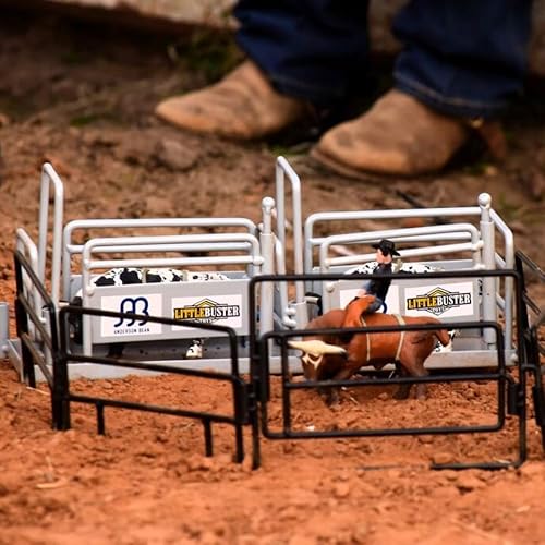 Miniatura 5 de Little Buster Toys Combo de 5 piezas de panel y puerta de paso – Juego de accesorios de rancho a escala 1:16 de metal negro para exhibiciones de