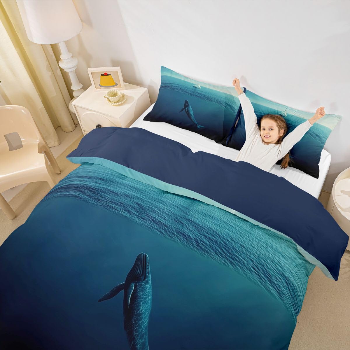 Homewish Shark Super King zestaw pościeli okrutny rekin poszewka na kołdrę ocean zwierzę poszwa na kołdrę podwodny świat oaza zestawy łóżek