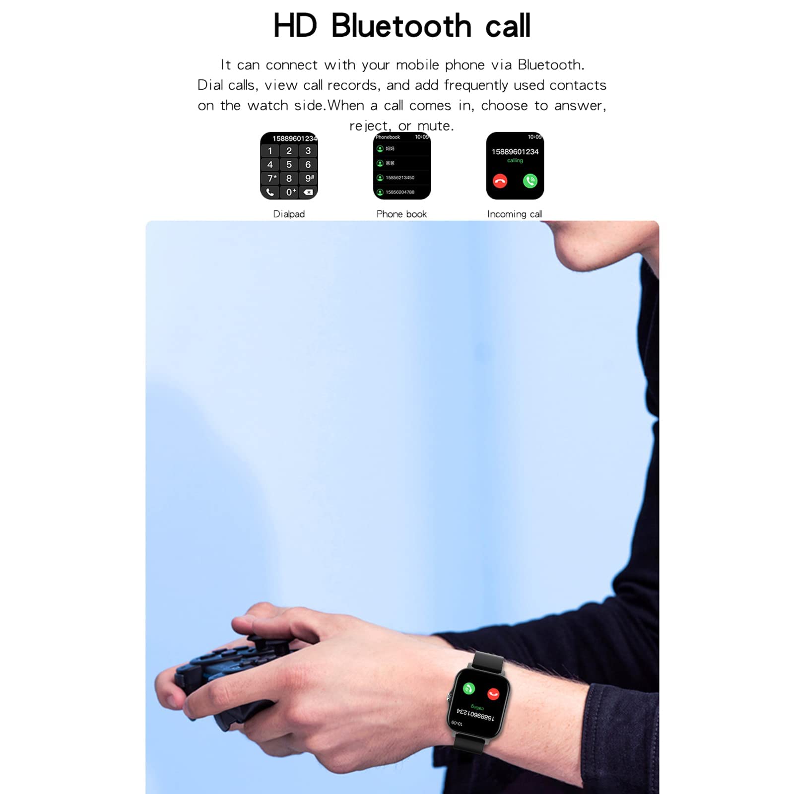 Smartwatch per uomo donna con chiamata Bluetooth Riproduzione musica Fitness Tracker con 8 modalità sportive Foto Sveglia Meteo IP67 Impermeabile per telefono Android iOS Nero(Rosa) little surprise