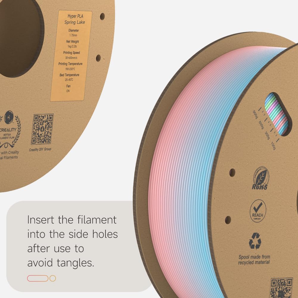Creality - Filamento oficial de impresora 3D, filamento de impresión 3D de ácido poliláctico para impresión de alta velocidad, duradero y resistente, suave, precisión dimensional +/-0.02 mm, carrete