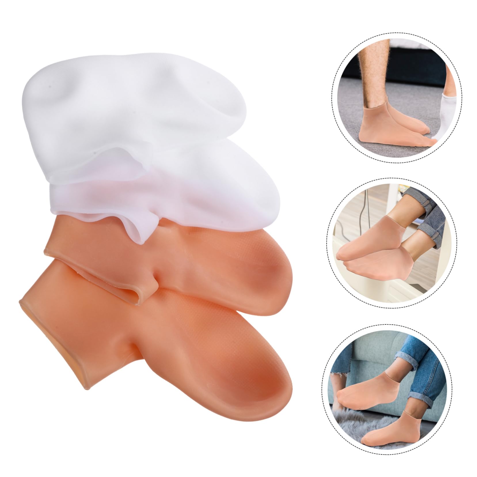 SHERCHPRY 4 Paare Feuchtigkeitsspendende Peeling Socken Elastische Spa Socken für Rissige Füße Hautfreundlich Waschbar und Wiederverwendbar Xl für Damen und Herren Langlebige Fußpflege