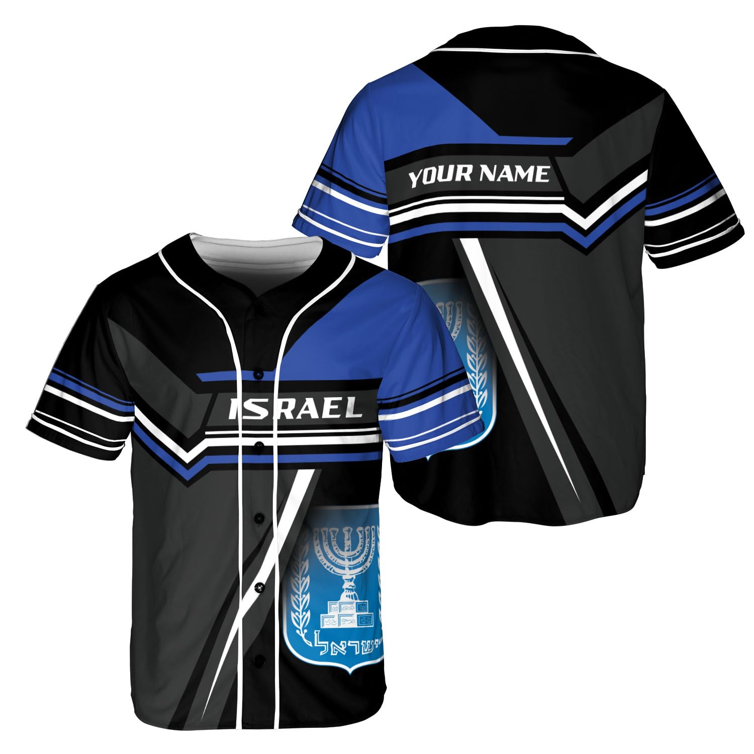 MAPrints Personalized Name Israel Baseball Jersey Shirt, Israel Flag Pride Jersey, Israel Short Sleeve Shirts Summer S-5XL (is 9)