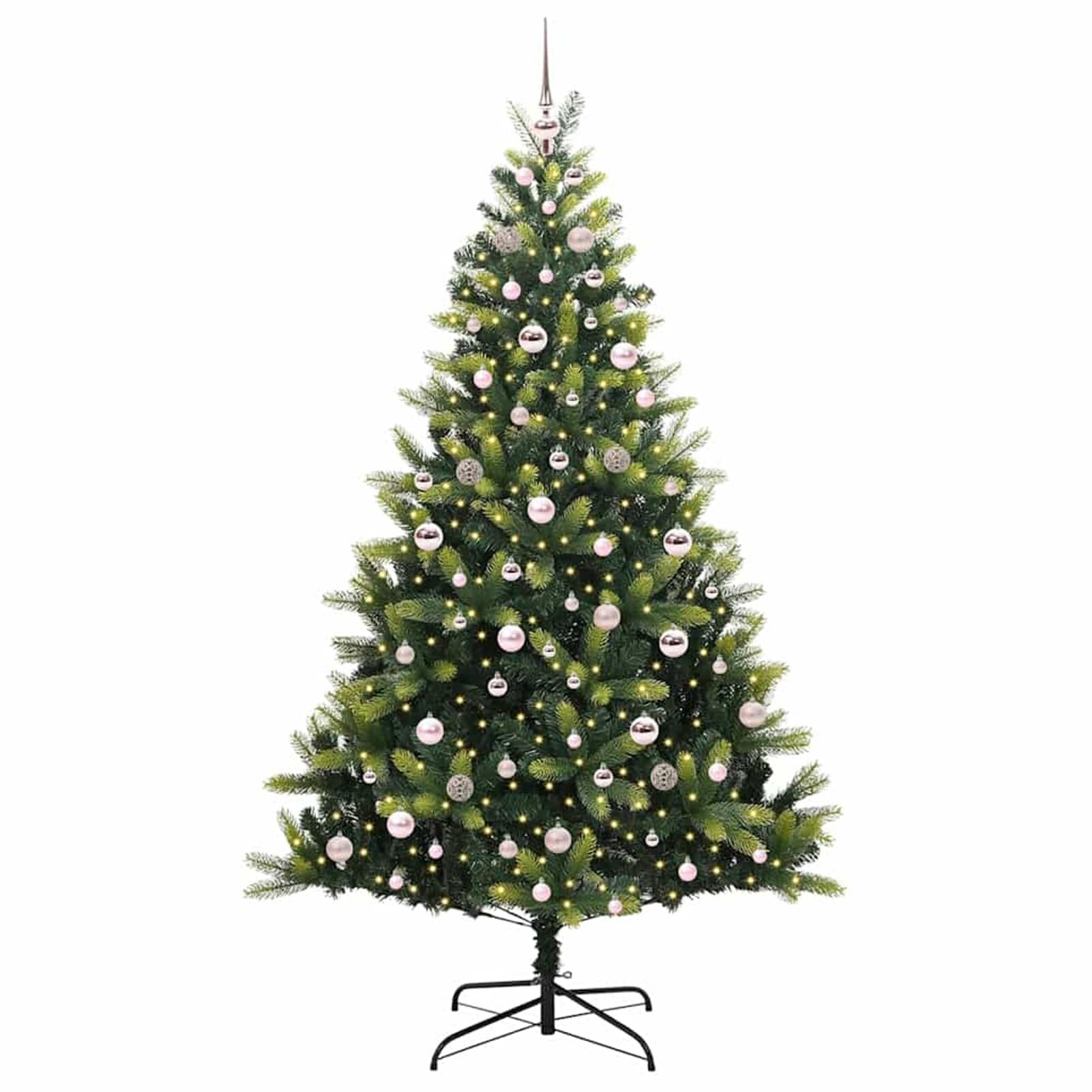 Gecheer Albero di Natale LED 210 cm, con rami in PVC e PE, illuminazione calda, per interni e giardini