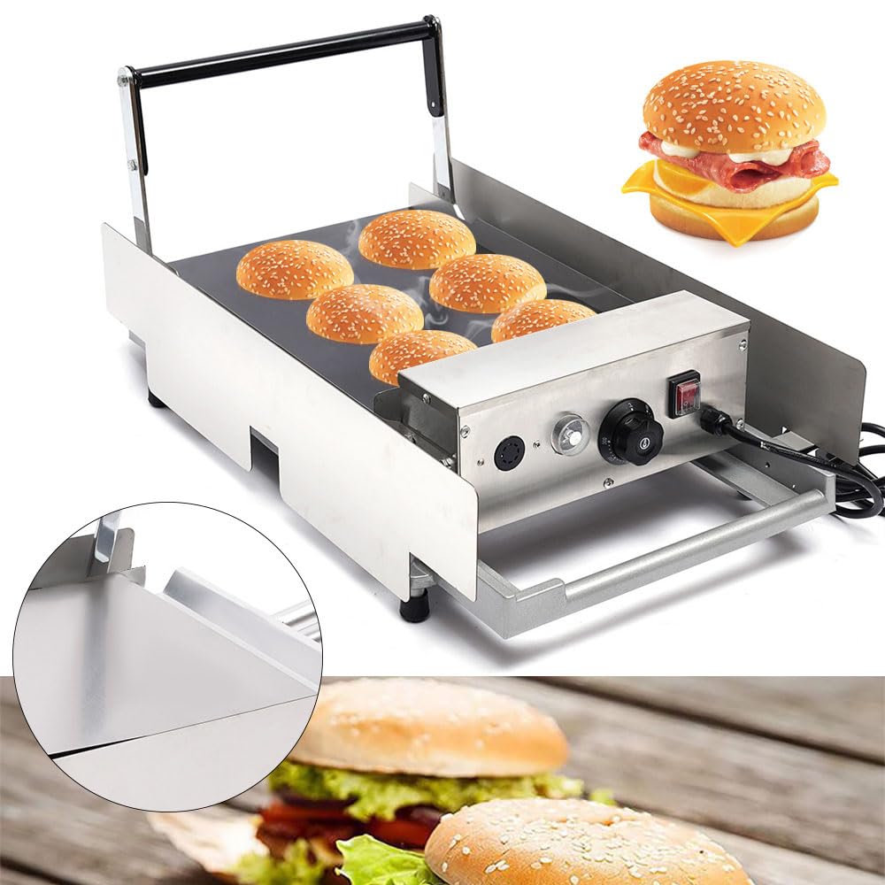 Grille-pain à hamburger pour cuire des petits pains - Double robuste - 2000 W - Contrôle du temps et de la température - Boîtier en acier inoxydable - 50-300 °C