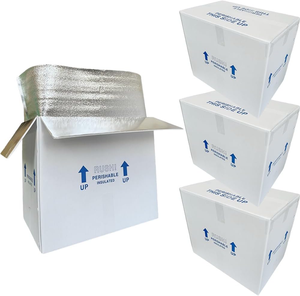 ROTCH Insulated Shipping Boxes with Liners, 4 Pack 19x12x16'', Cold Shipping Box Coolers for Perishable Frozen Food, White (T191216-4L-W) 19x12x16'' 4 Pack