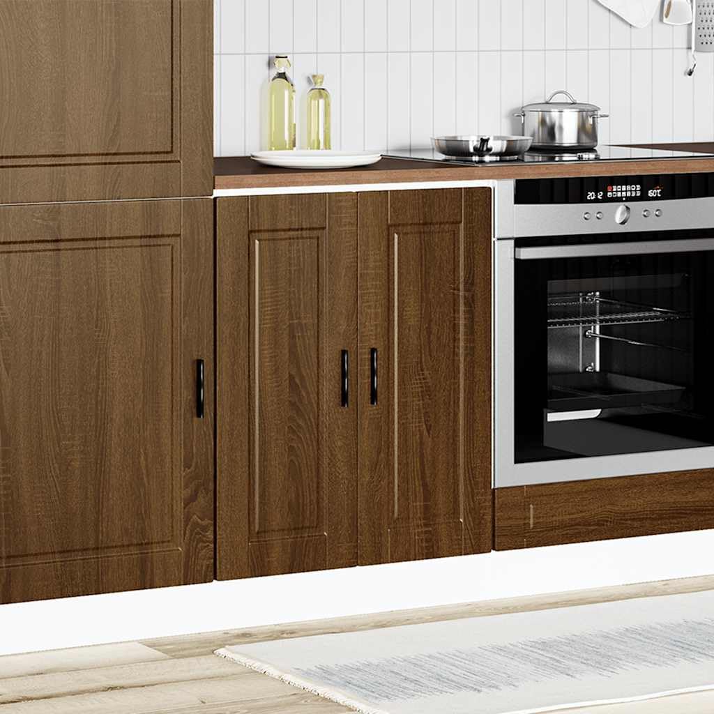 Porto, mobiletto da cucina marrone effetto rovere, 60 x 46 x 81,5 cm, con piedini regolabili, mobile da cucina, per ordine e uso durevole
