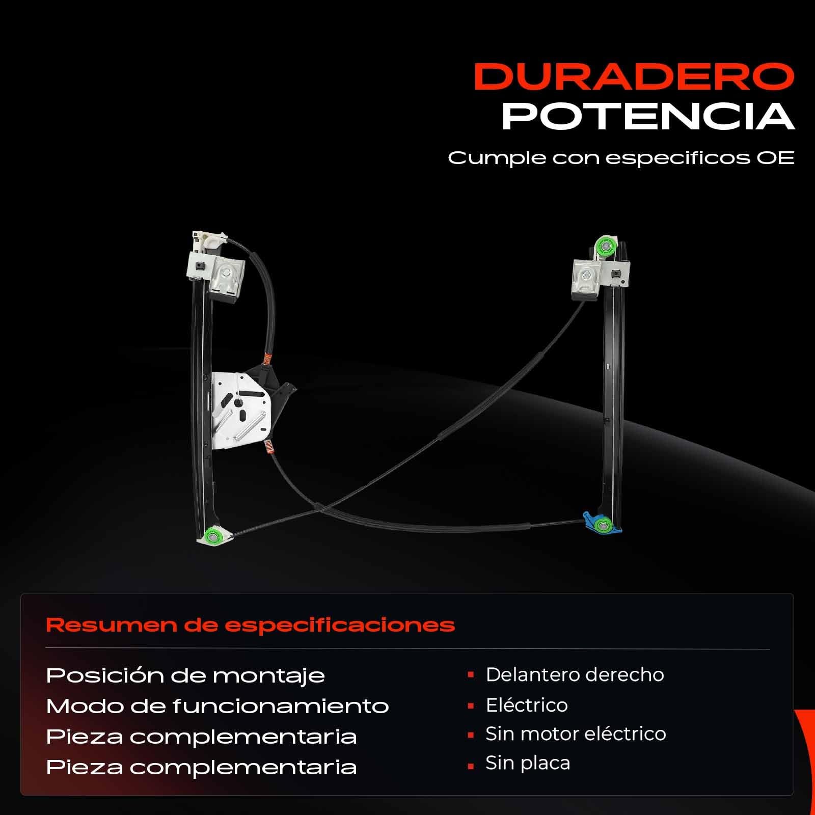 Frankberg Elevalunas Mecanismo elevalunas Eléctrico sin Motor Delantero derecho Sin placa 2/3 Puertass Compatible con Ibiza II 6K1 Cordoba 6K1 6K2 Replace# 6K3837402H
