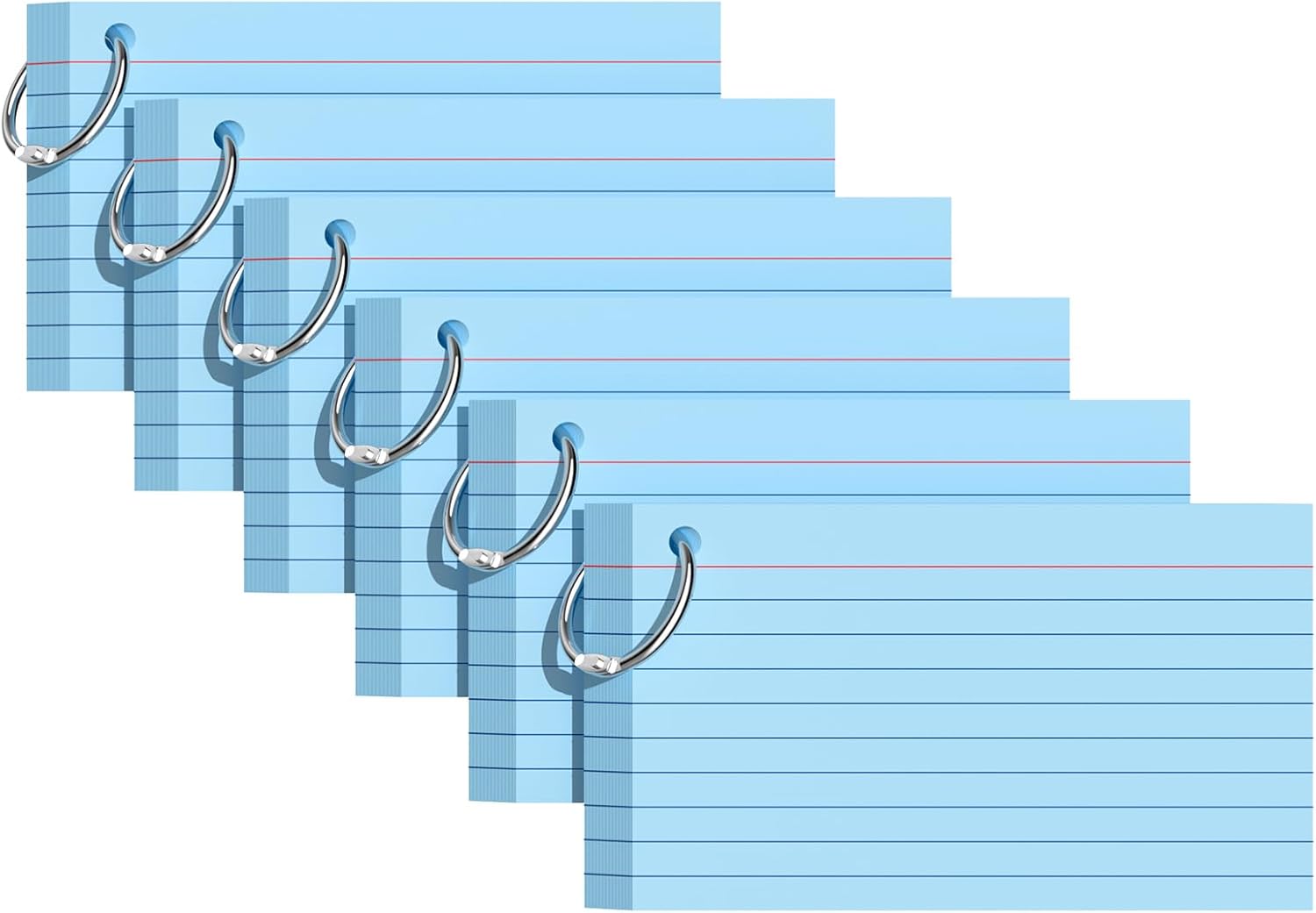 Index Cards 3×5 Inches, 300 PCS, Blue Flash Cards With Ring, Punched Lined Study Card Ruled Flashcards Notecards, Ruled Front And Blank Back, Note Card for School, College And Home