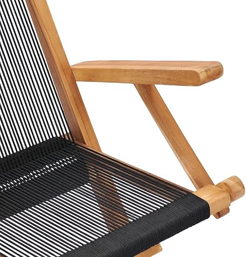 Miniatura 7 de Folding Patio Chairs 2 pcs Solid Teak Wood and Rope Outdoor Patio Chair Lawn Sillas para Comedor Kitchen Table Chairs for Picnic Beach Living Room