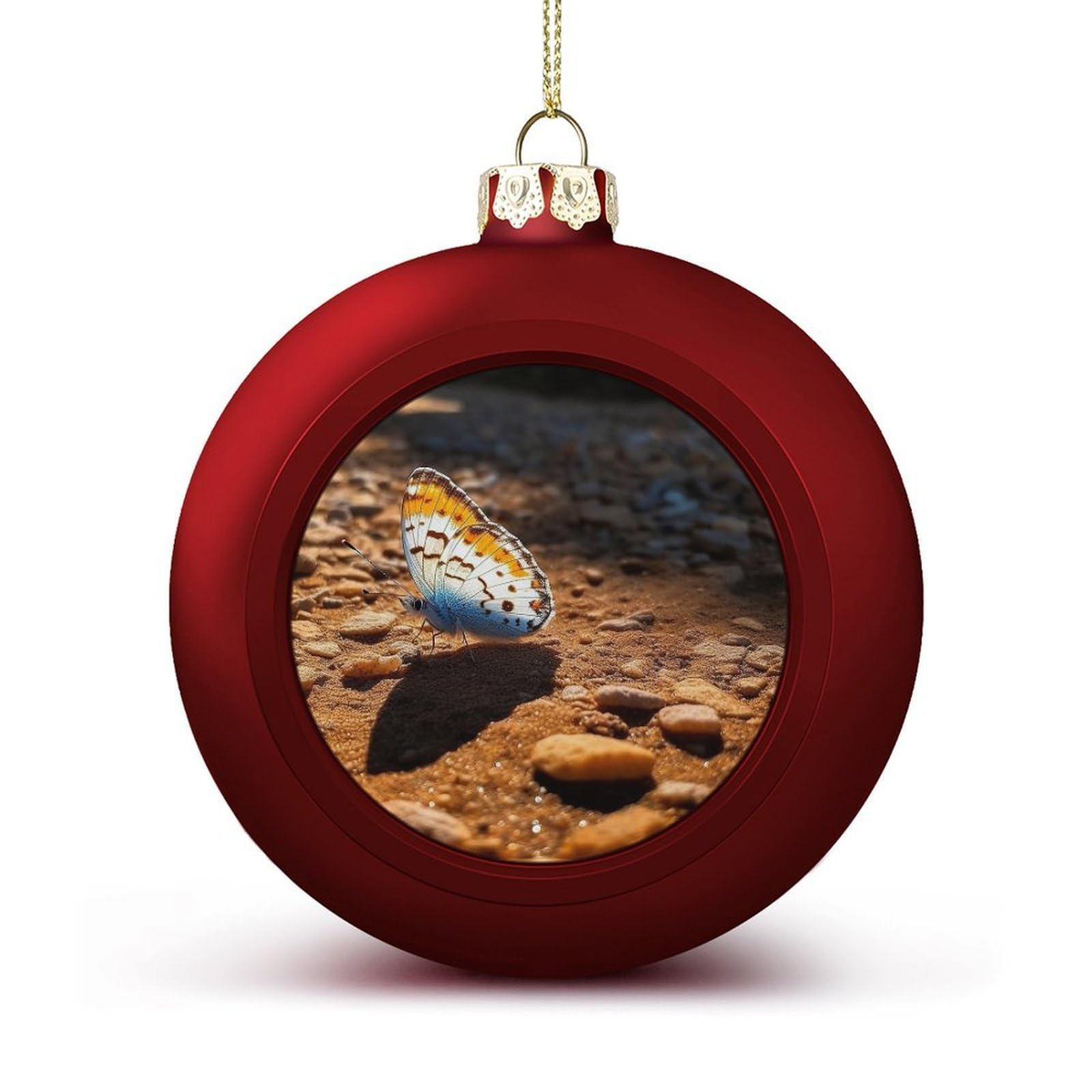 Butterfly on The Road Christmas Balls Ornaments for Xmas Christmas Tree 1.6" Hanging Shatterproof Xmas Balls Hanging Decor Pendants for Holiday Party Outdoor Indoor DIY Craft Supplies
