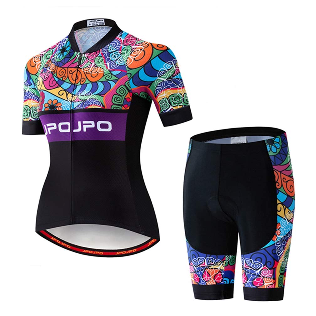 Zomerse dames MTB fietskleding Mountain Bike Jersey fietsshorts sets, slabbetjes, paars en zwart, Tag XXXL(Chest 43-45,Waist 27-36