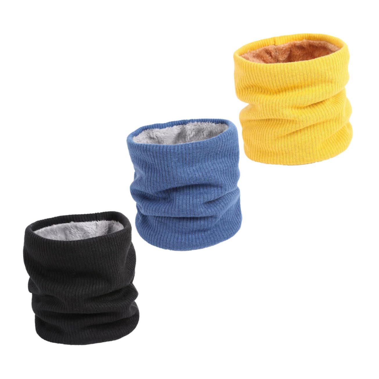 NOLITOY Autumn Winter Warm Neck Gaiters 3pcs Soft Furry Collar Scarf for Unisex Fashion Style
