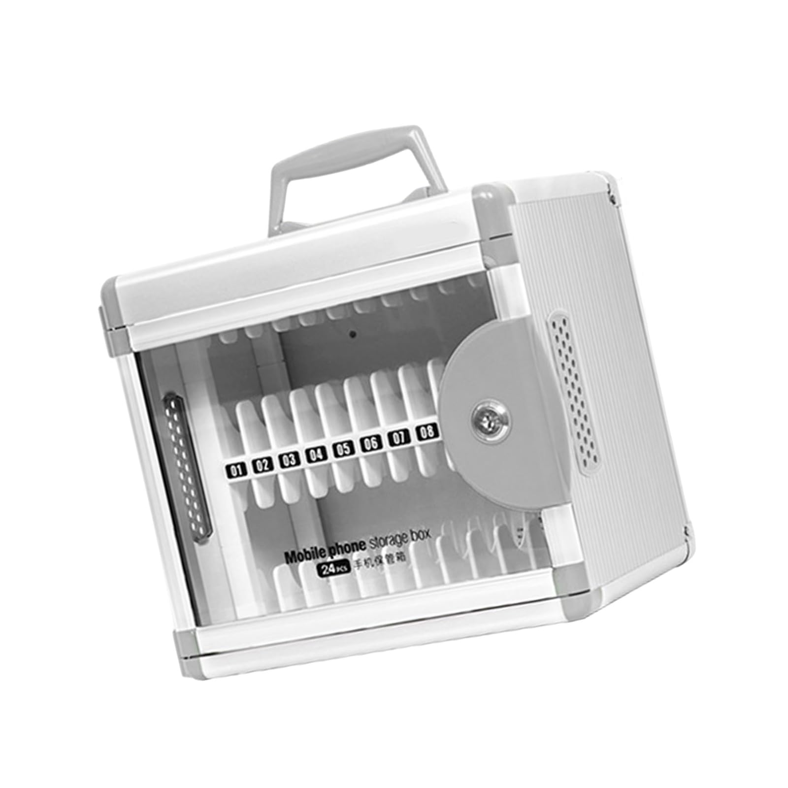 PANGBOER 24 Slot Aluminum Phone Storage Box with Secure for Classroom Workplace Protected Device Management Multi User Phone Planner