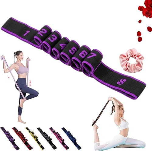 Miniatura 10 de Banda de resistencia de fitness para estiramiento y yoga, bandas elásticas multifuncionales, 8 bucles, bandas elásticas de ejercicio, equipo de