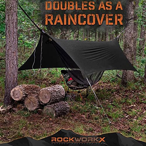 Rockworkx Camping Hammock Usa Single & Double Portable Multi-Use As Sunshade/Weather Shade/Tent Cover For Compact Travel Indoor & Outdoor (Multiple Colors) #TOP2