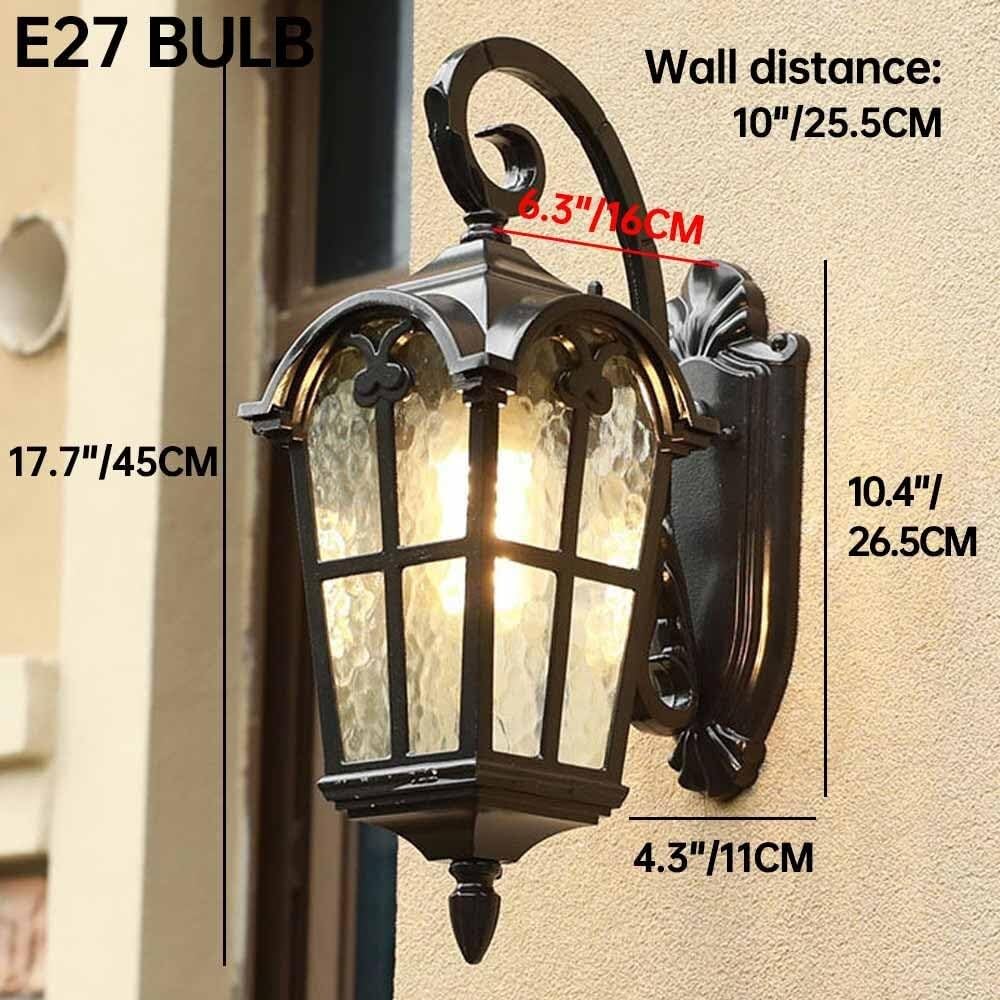 Lampa Ogrodowa,Lampy Czarny Aluminiowy Kinkiet Zewnętrzny Szklany Latarnia Ścienna Wodoodporna Zewnętrzna Lampa Ścienna Do Ogrodu Korytarza Podwórka Oprawa Ogrodowa(3 Pack)
