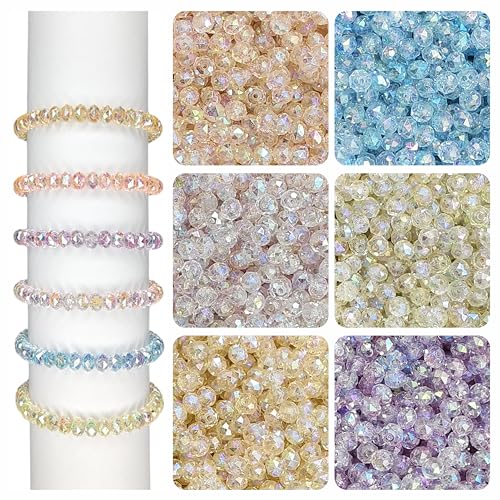 Image of 960 Pcs Multi Faceted Rainbow DIY Crystal Beads for Jewellery Making Kit - Beads for Bracelet Making Kit - Bead Craft - Acrylic - Multicolour - 180g, 8mm