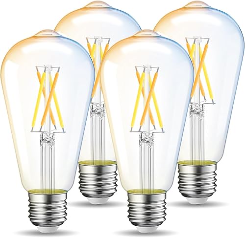 LVWIT Bombilla inteligente LED vintage ST21 Edison regulable WiFi, equivalente a 60 vatios, base E26, 2700K - 6500K, compatible con Alexa, Google