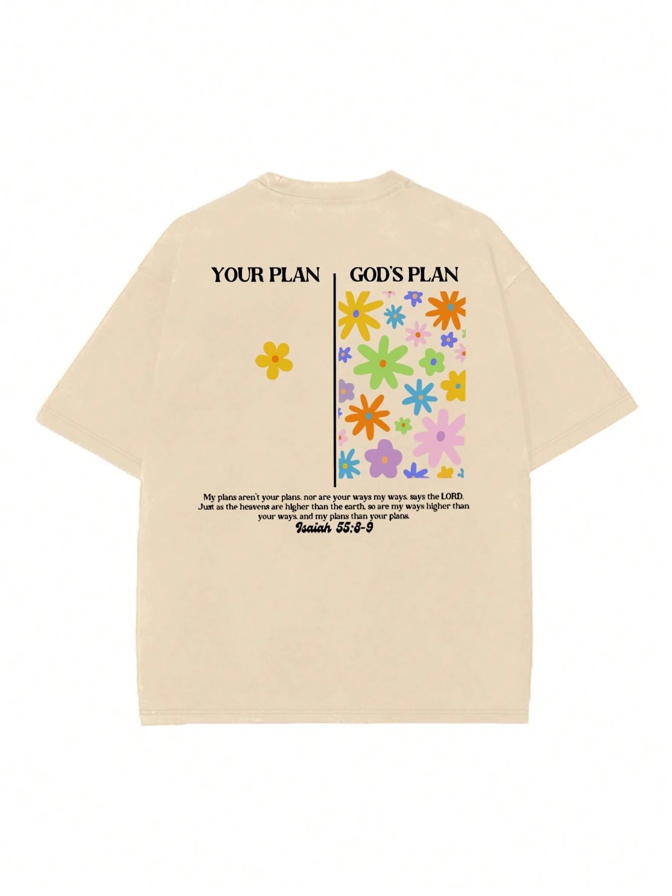 SXV 'Your Plan VS God's Plan' Printed Cool Aesthetic Oversized Baggy Cotton T-Shirt-image-42